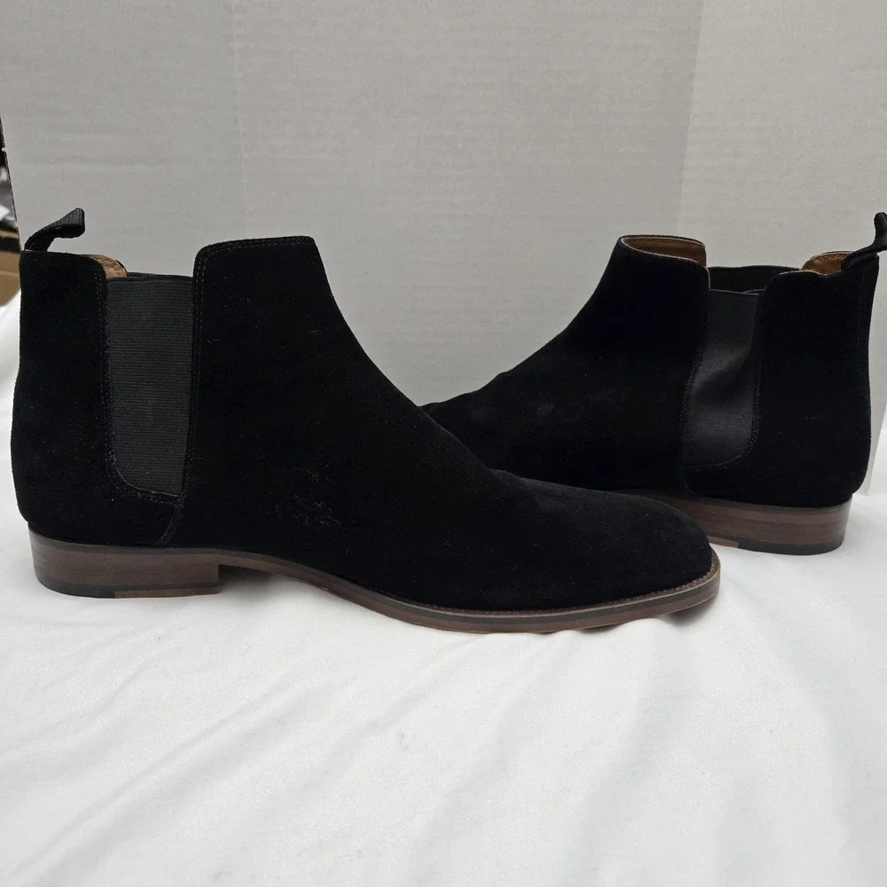 Aldo Boots Mens 12 Chelsea Black Suede Pull On Classic Quiet Luxury Hipster Chic